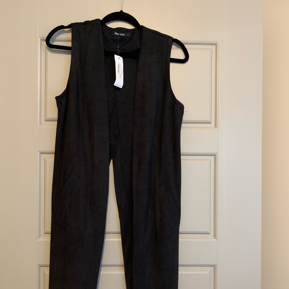 Black suede cross back duster